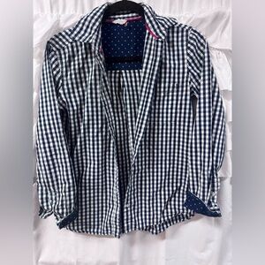 Aeropostale Navy and White Gingham Button-Down Shirt